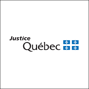 Justice Québec government logo with blue Québec flag
